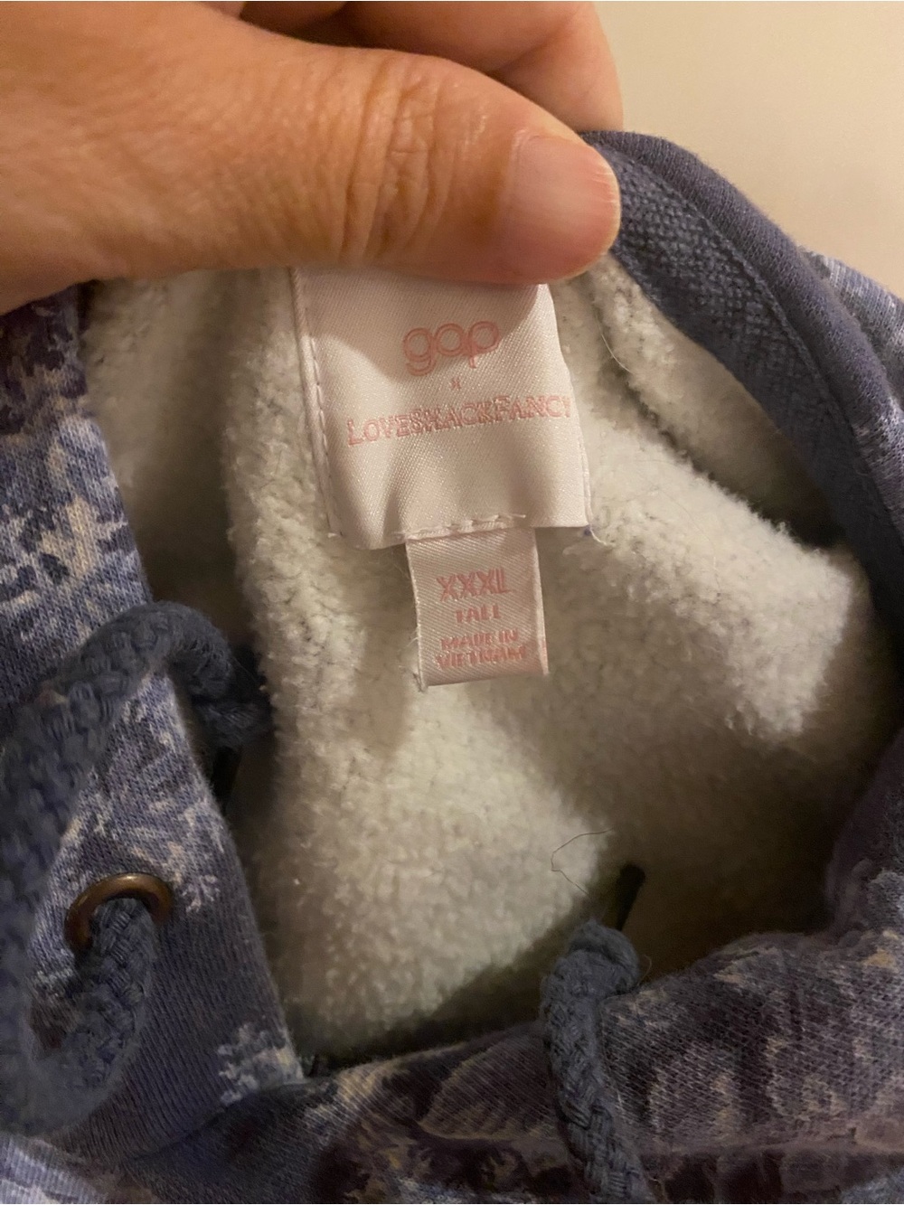 Gap Loveshackfancy Logo Hoodie Blue Floral Toile XXXL Tall VGC - Picture 7 of 8